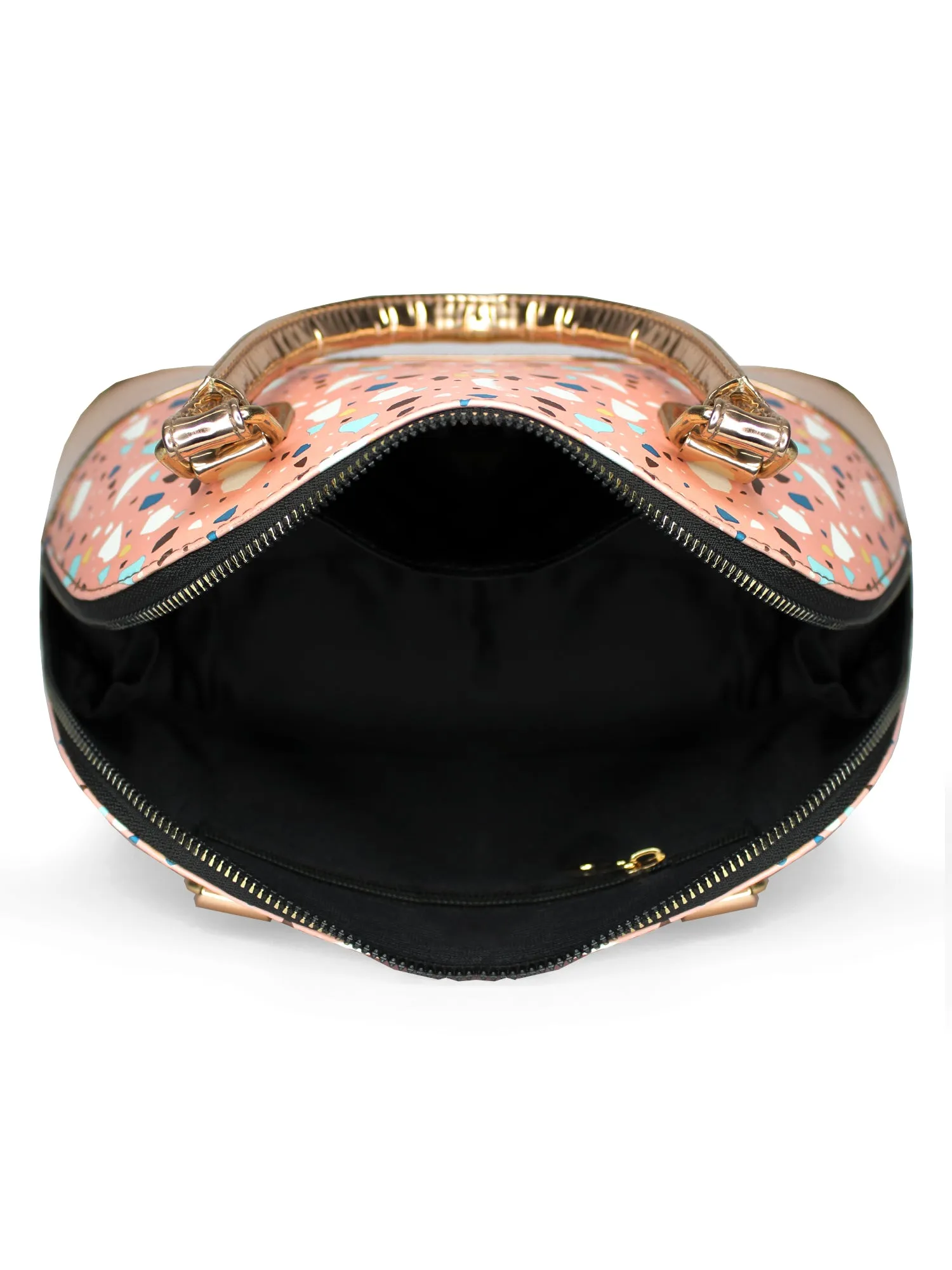 Senora Pink Abstract & Rosegold Faux Leather Women Handbag | Modern Myth