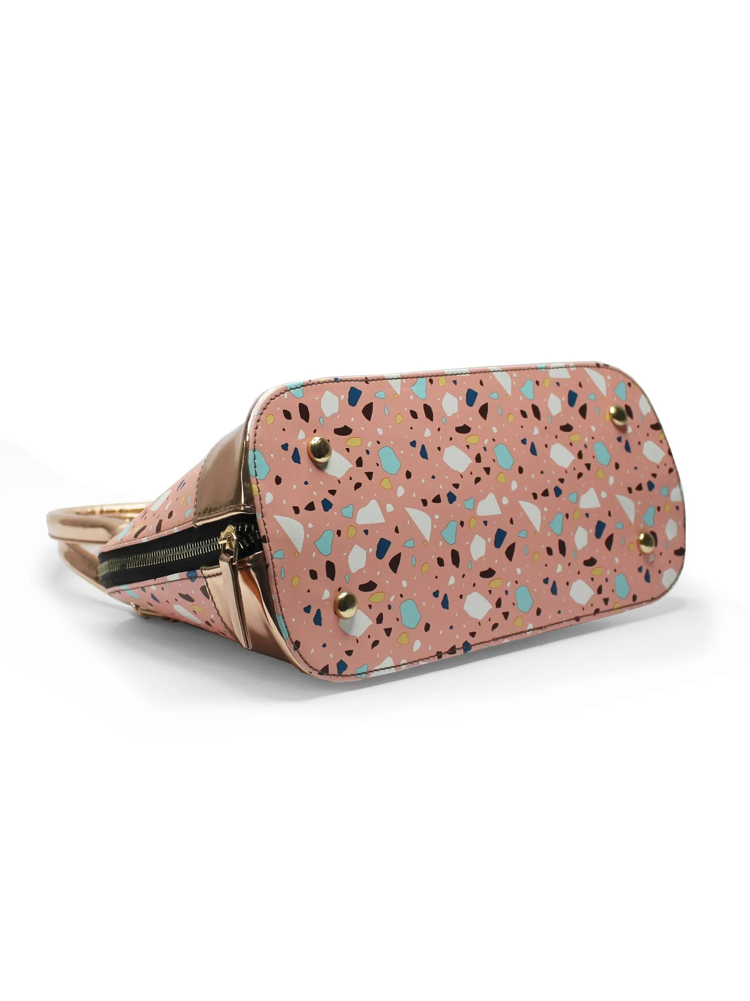 Senora Pink Abstract & Rosegold Faux Leather Women Handbag | Modern Myth