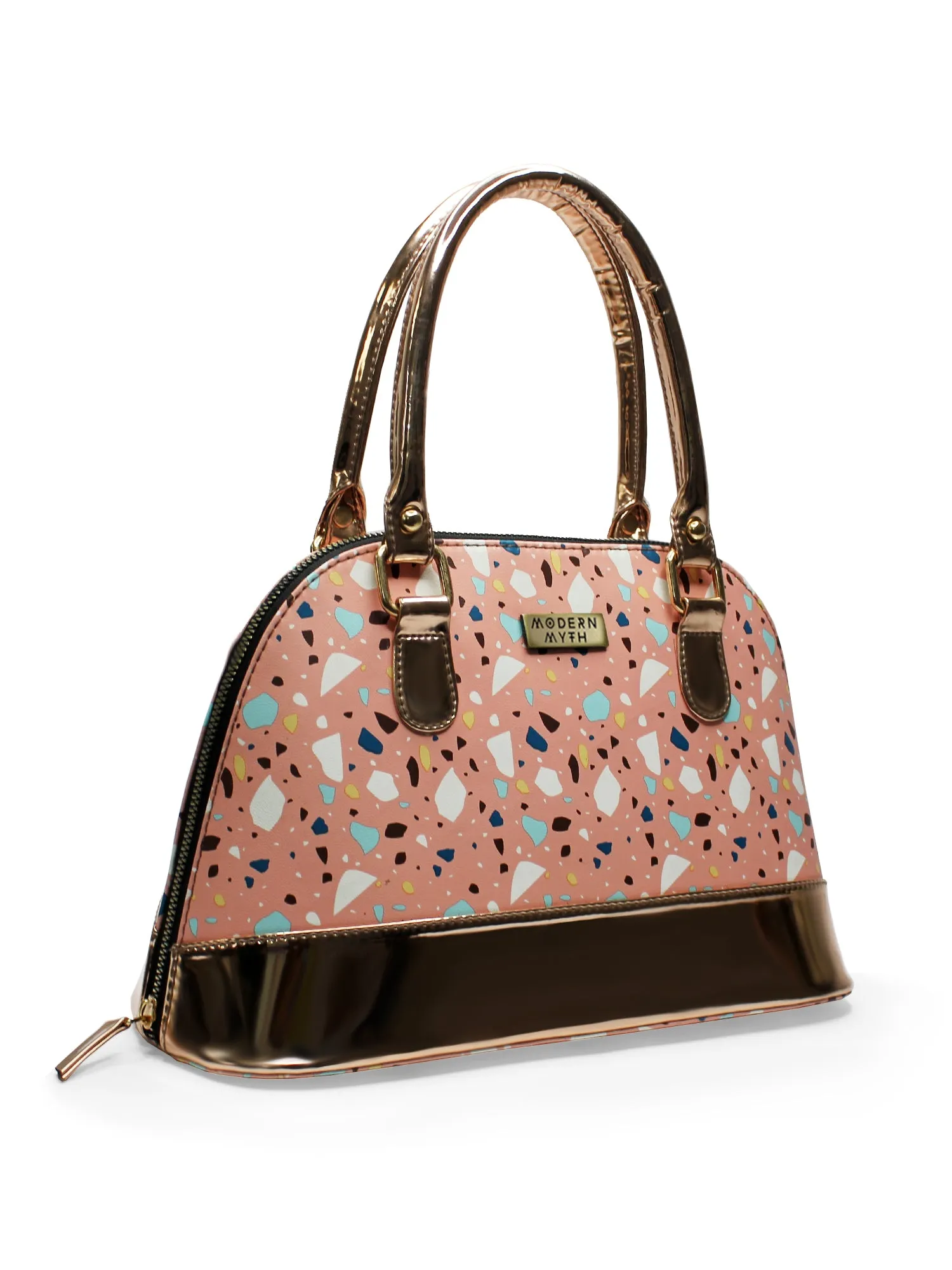 Senora Pink Abstract & Rosegold Faux Leather Women Handbag | Modern Myth