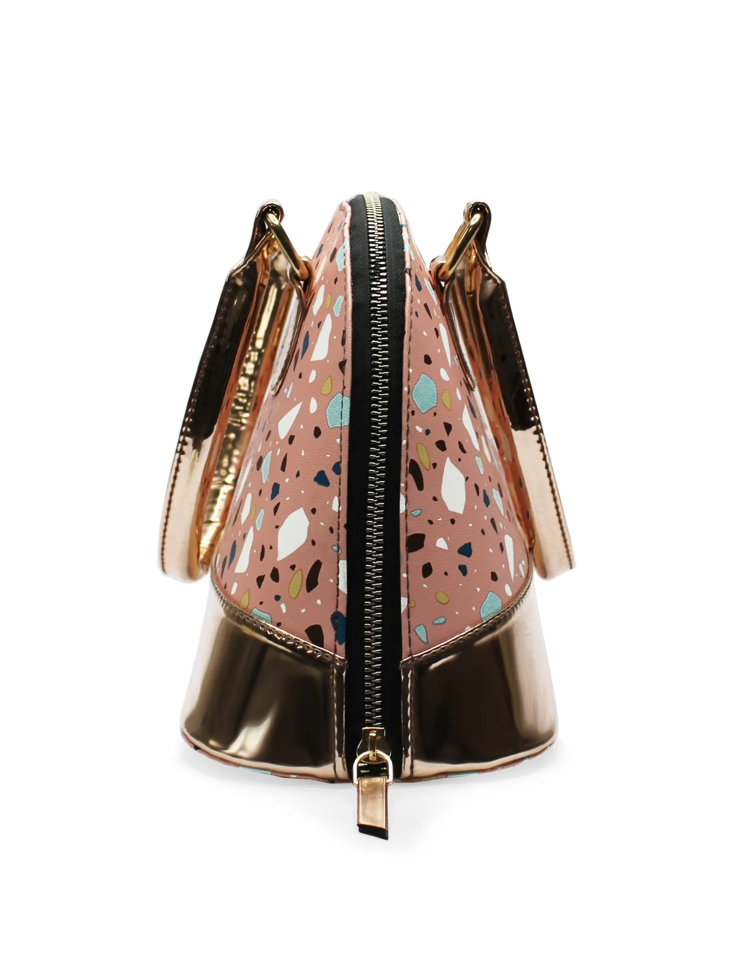 Senora Pink Abstract & Rosegold Faux Leather Women Handbag | Modern Myth