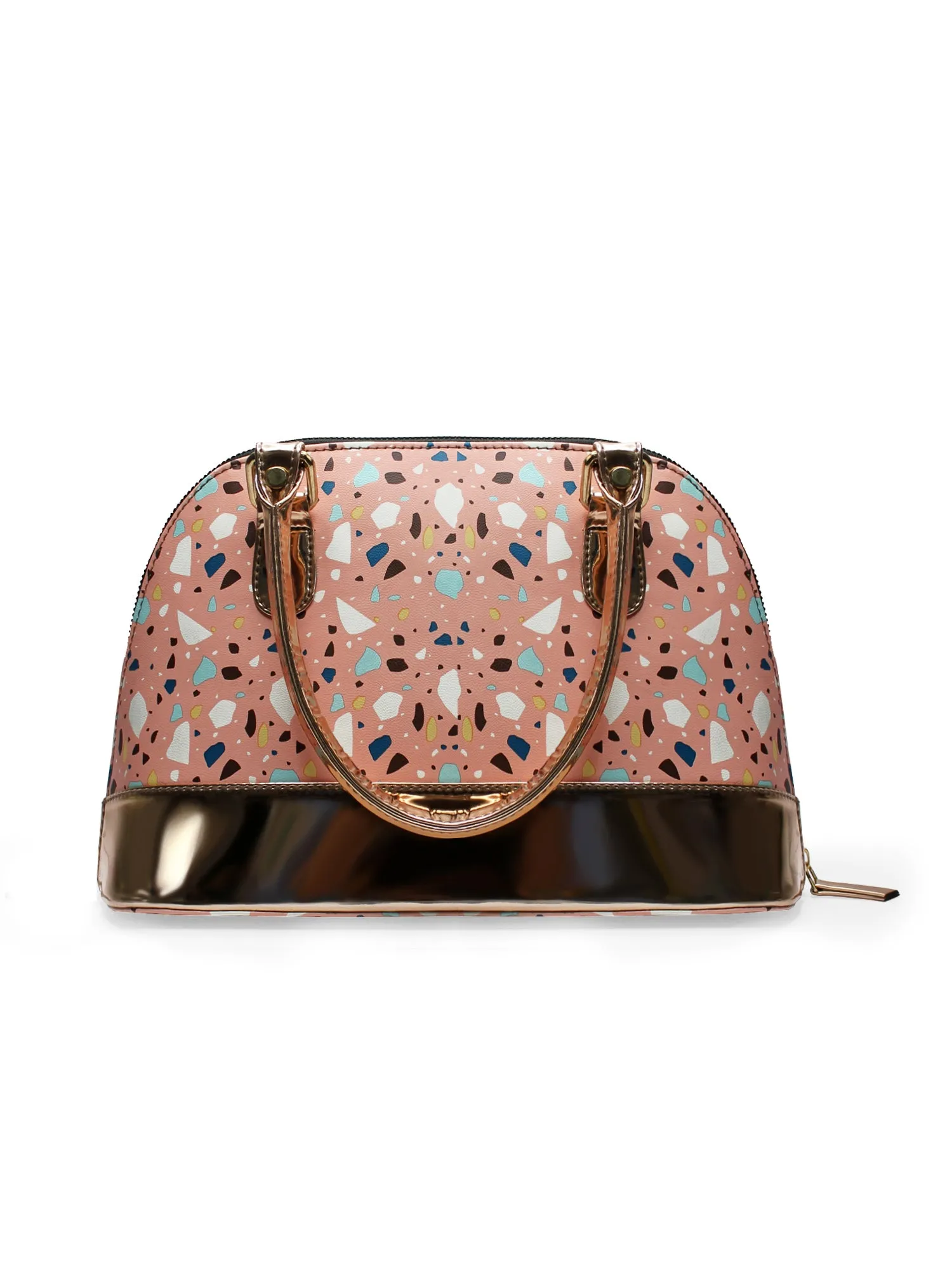 Senora Pink Abstract & Rosegold Faux Leather Women Handbag | Modern Myth
