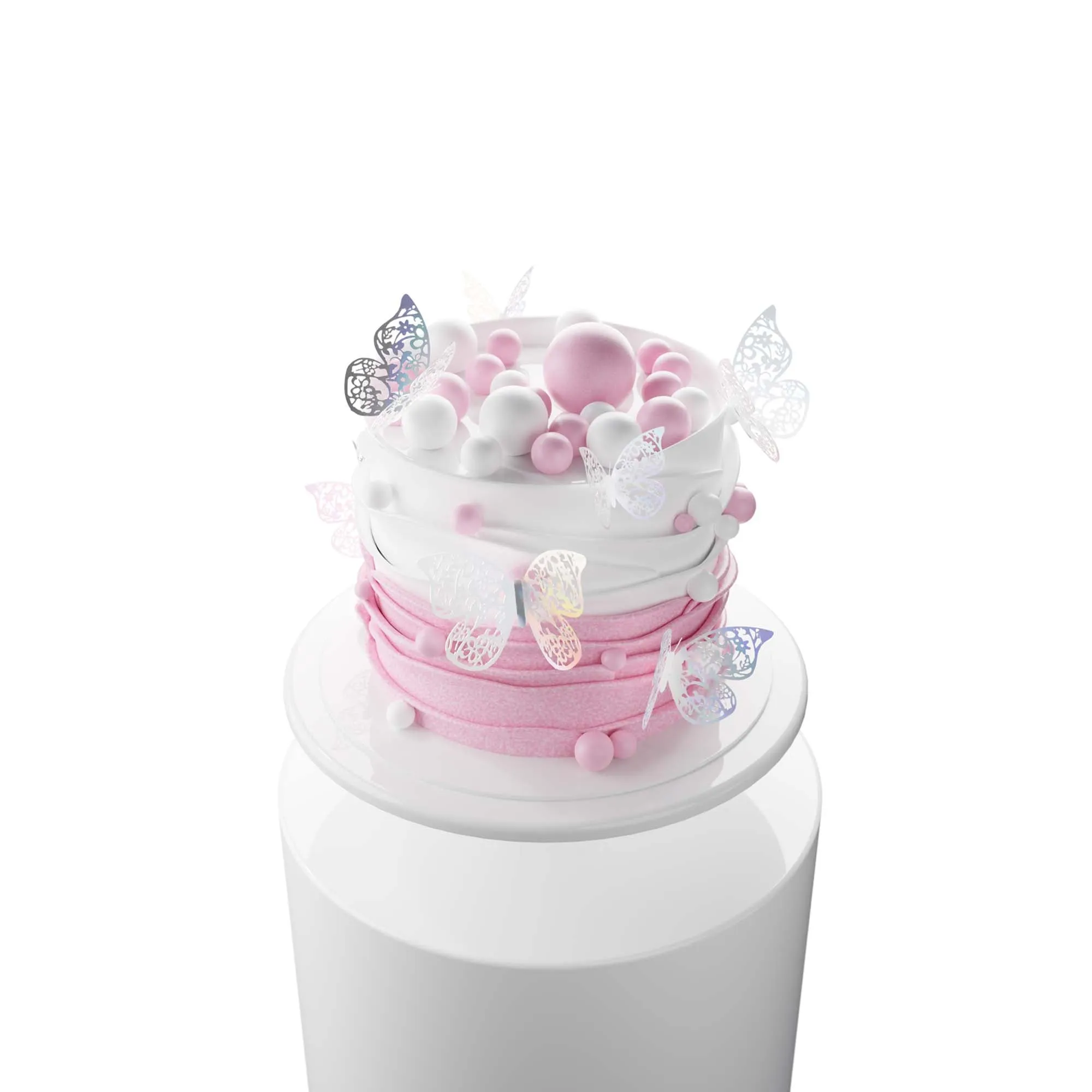 Silver 3D Butterfly Decorations, 12 Count