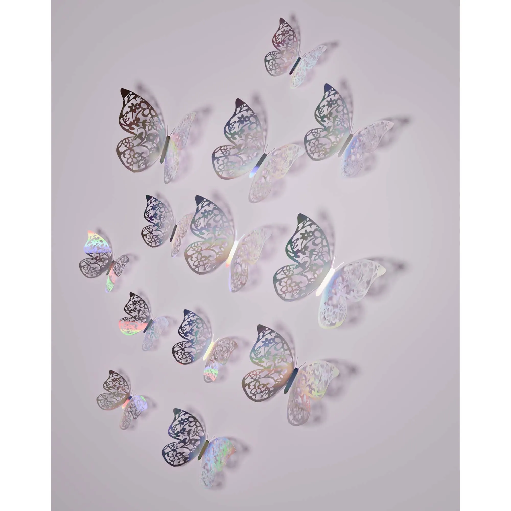 Silver 3D Butterfly Decorations, 12 Count