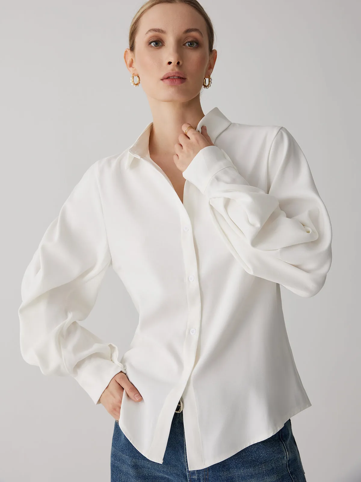 Solid Casual Graceful Button Shirt