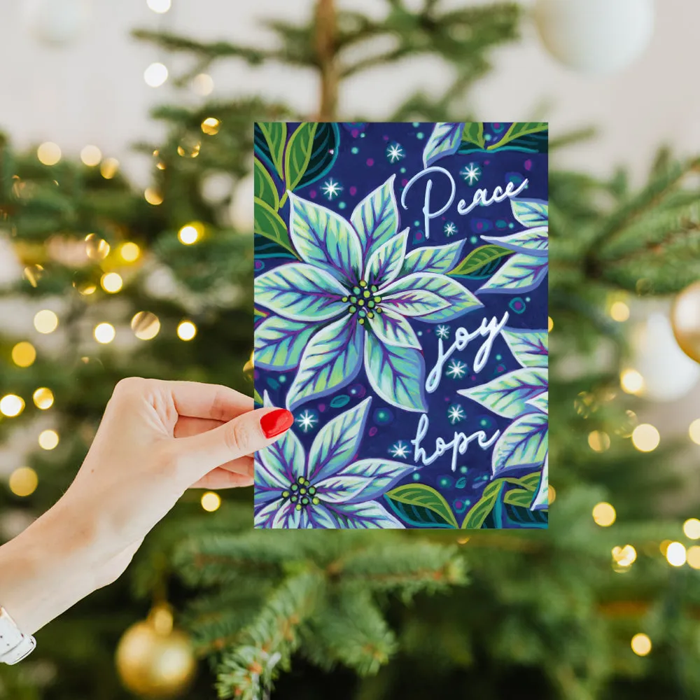 Sparkling Pointsettia Holiday Card