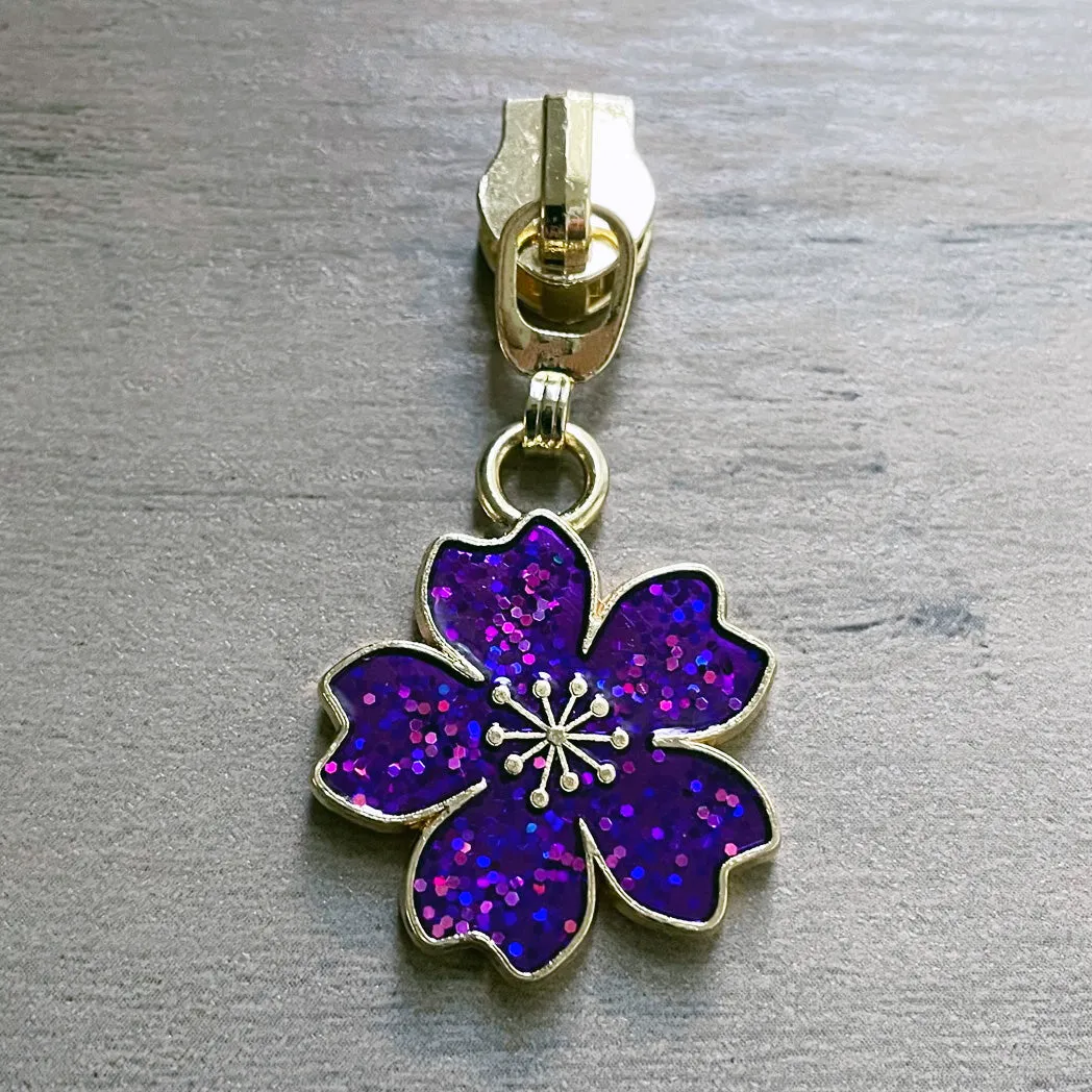 Sparkling Sakura Zipper Pull