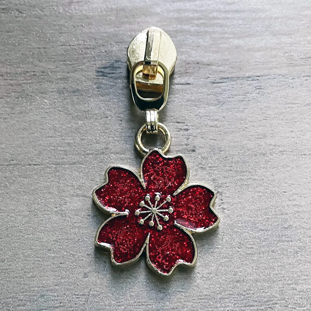 Sparkling Sakura Zipper Pull