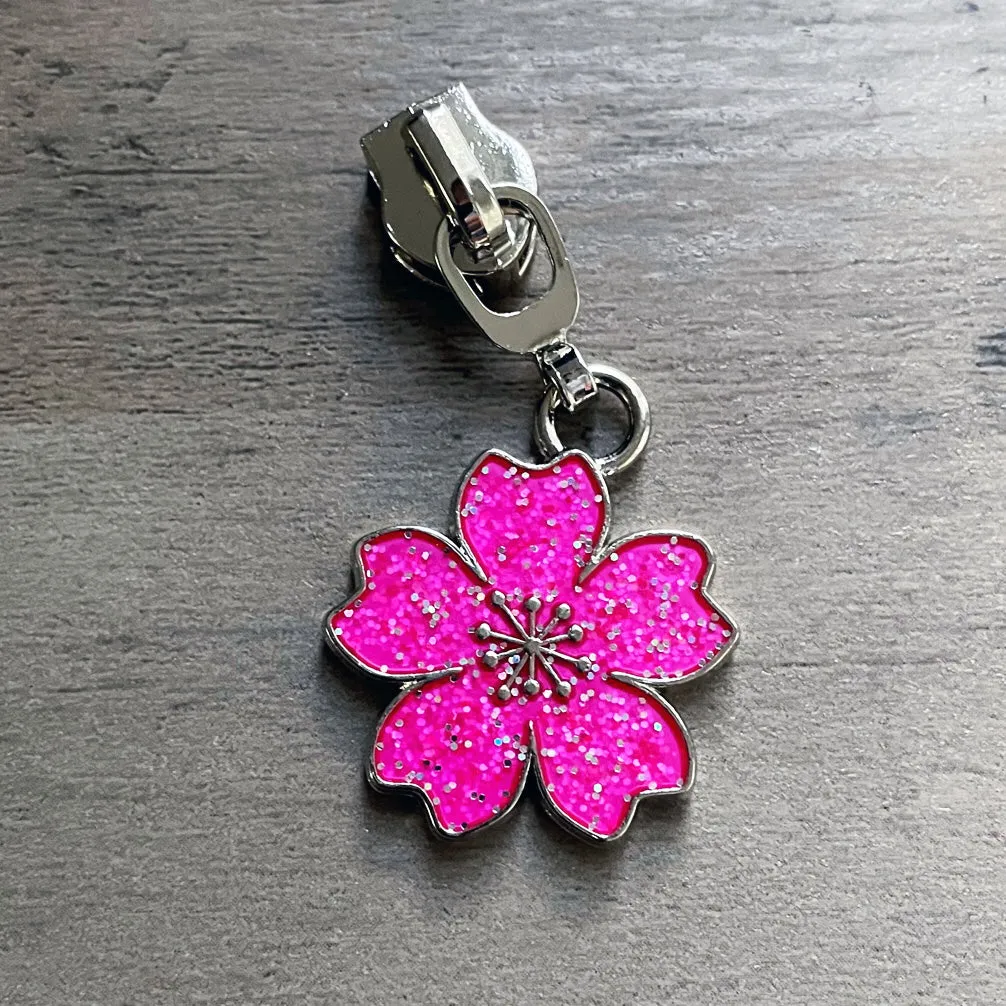 Sparkling Sakura Zipper Pull