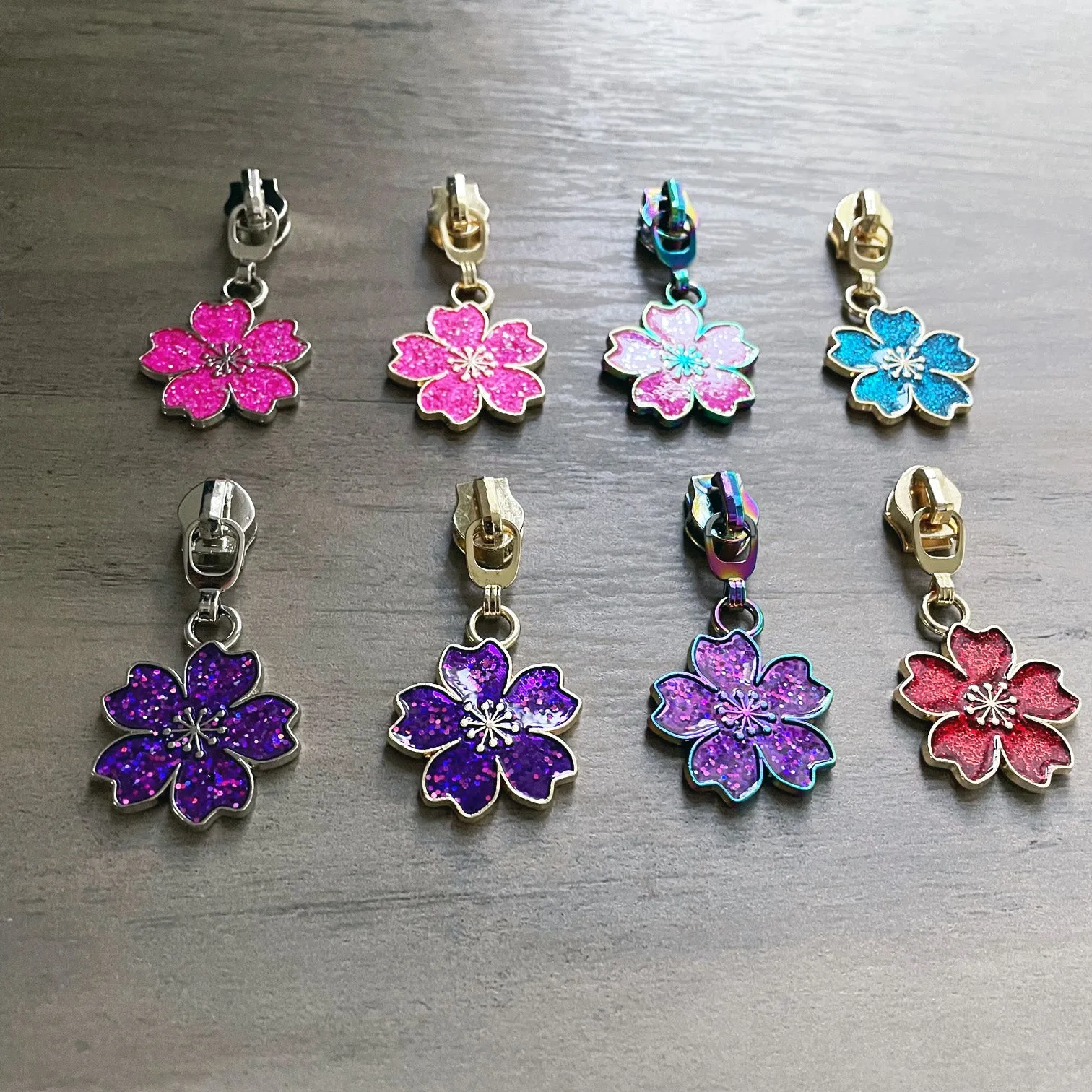 Sparkling Sakura Zipper Pull
