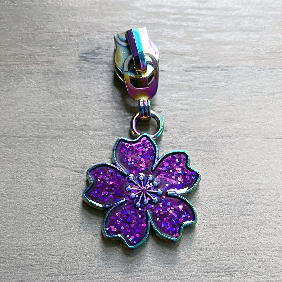 Sparkling Sakura Zipper Pull