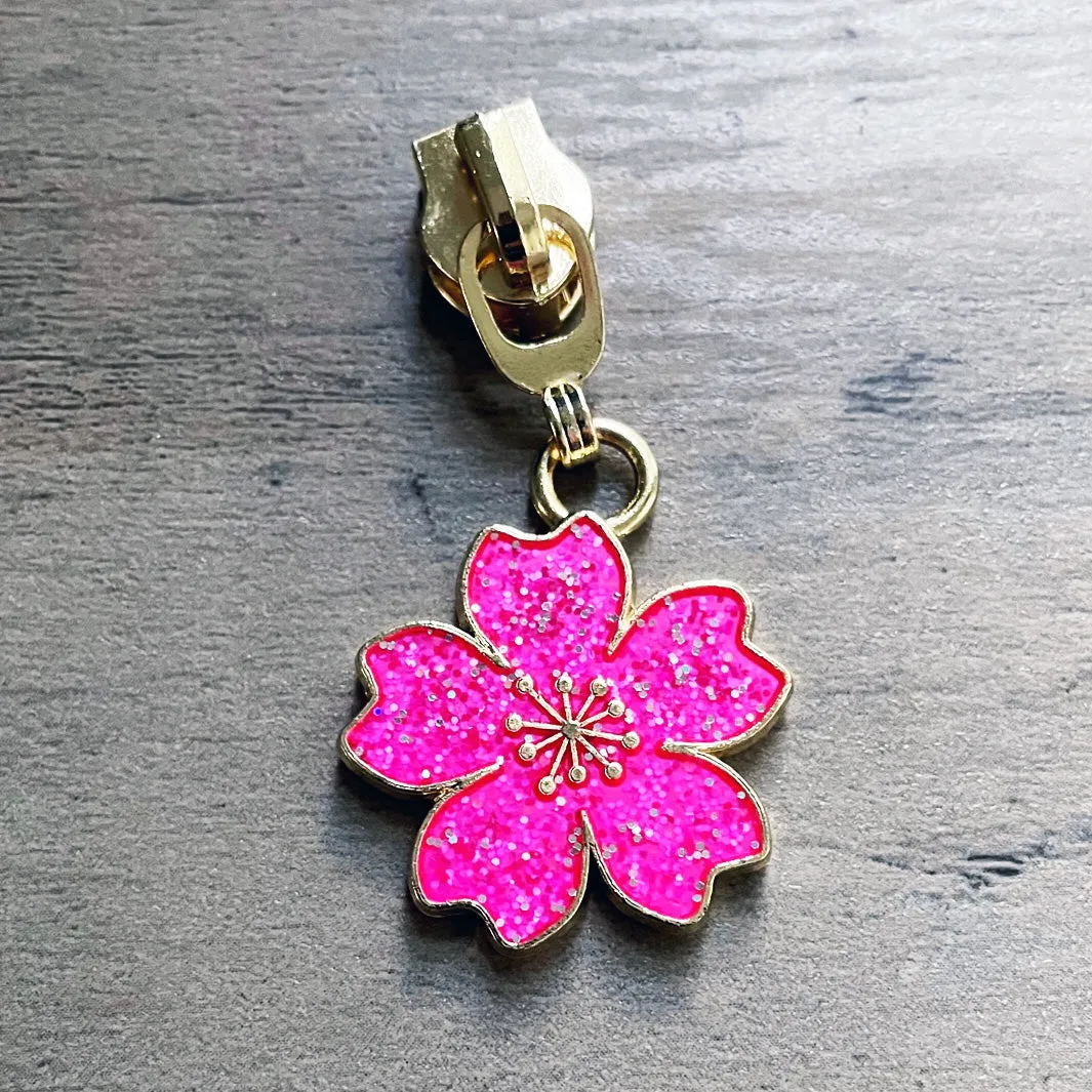 Sparkling Sakura Zipper Pull