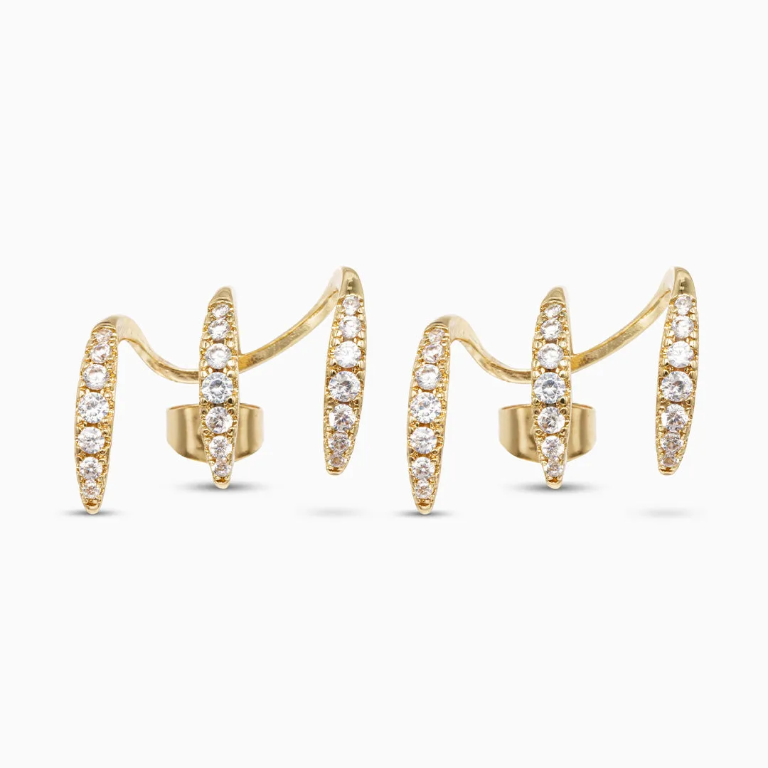 Sparkling Three-Claw Earrings