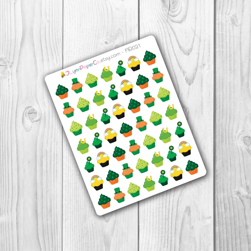 St. Patrick's Day Holiday Cupcake Stickers | AB003