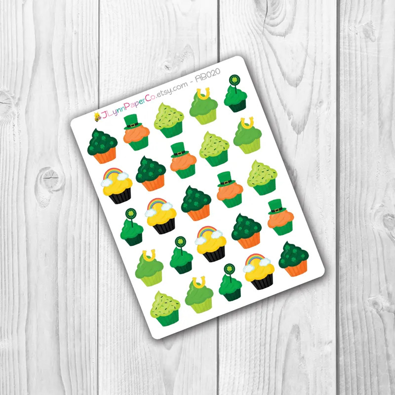 St. Patrick's Day Holiday Cupcake Stickers | AB003