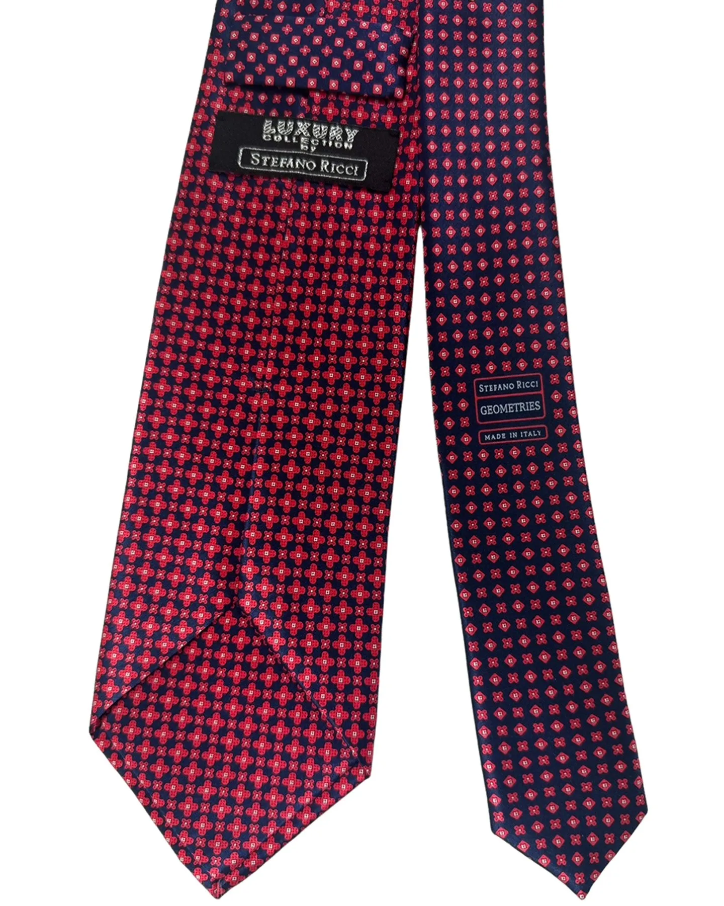 Stefano Ricci Tie Dark Blue Red Geometries