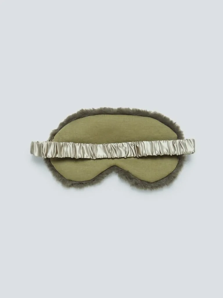 Studiowest Olive Faux-Fur Textured Eye Mask