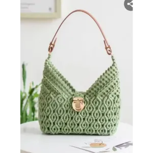 Stylish Green Wool Handbag For Women