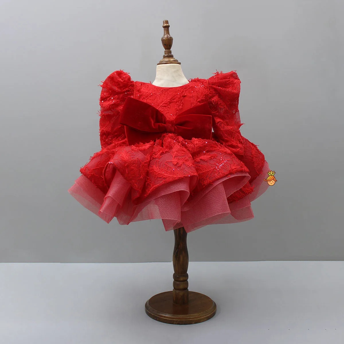 Stylish Sleeves Exquisite Red Dress With Head Band