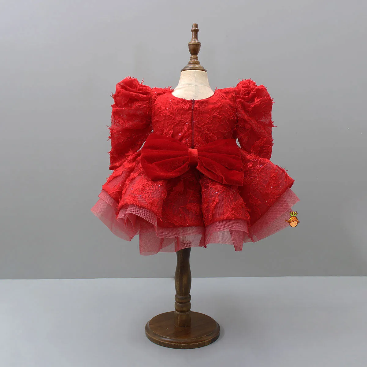 Stylish Sleeves Exquisite Red Dress With Head Band