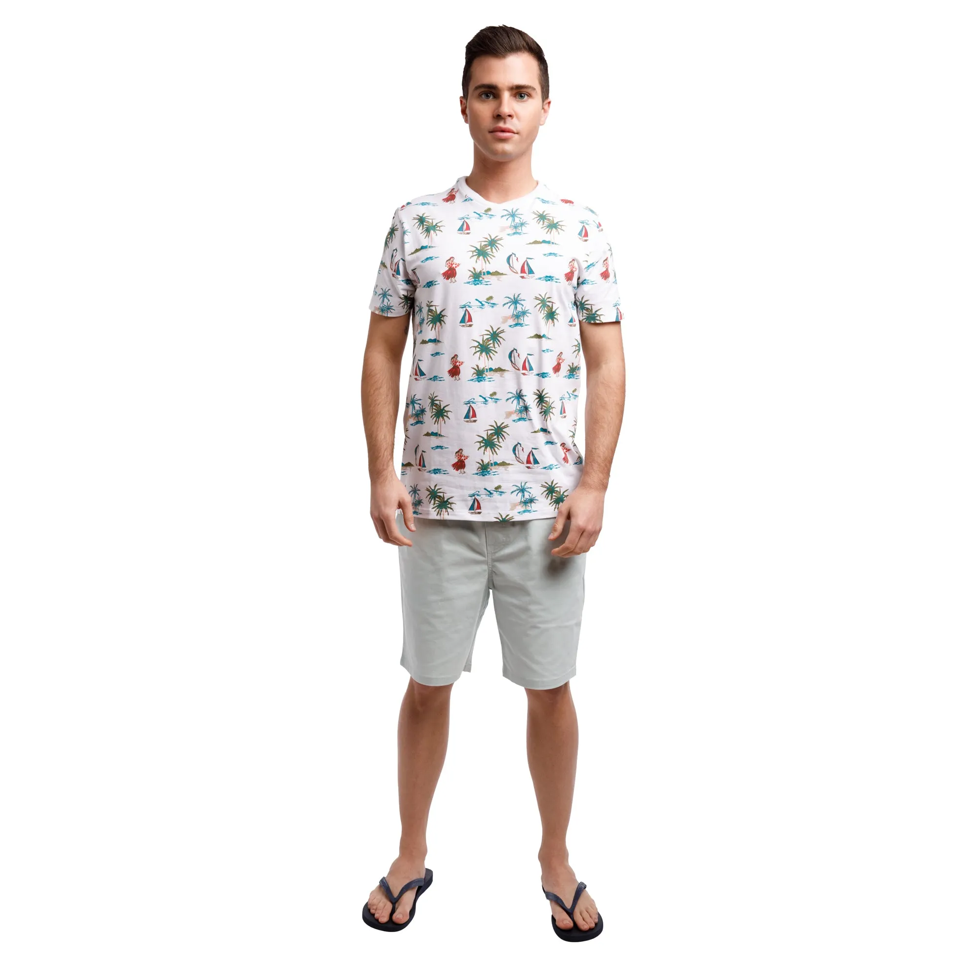 Super Soft Short Sleeve Printed Crew Neck | Hawaiian Vacation