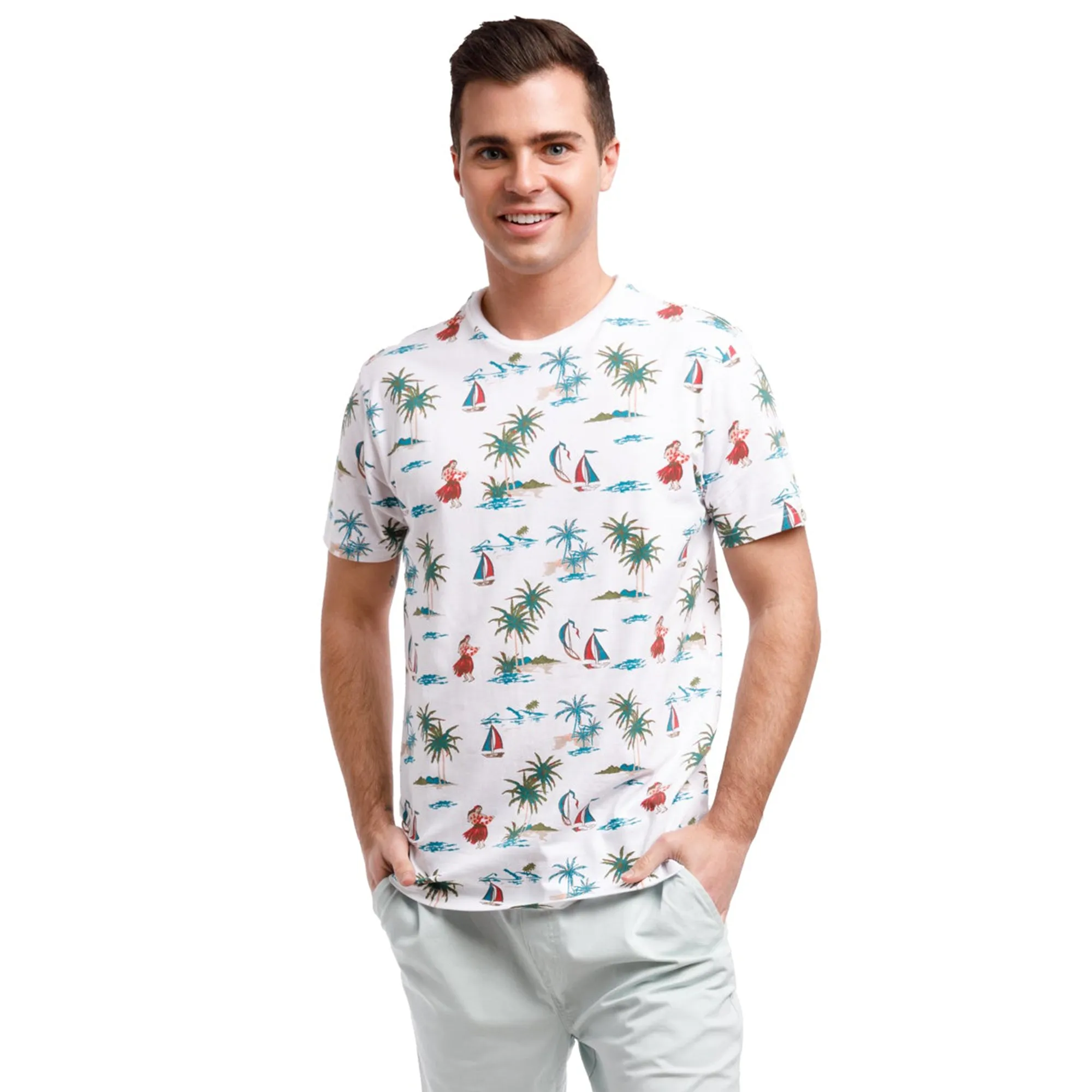 Super Soft Short Sleeve Printed Crew Neck | Hawaiian Vacation