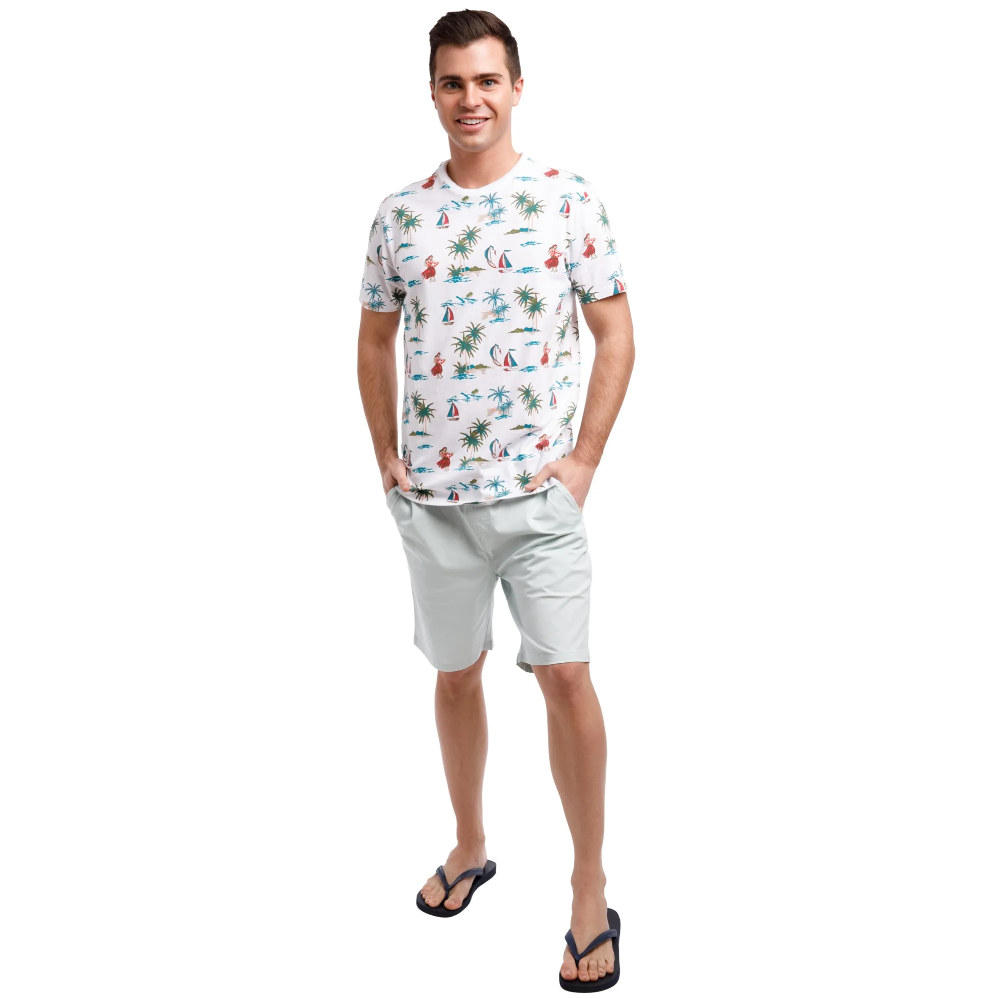 Super Soft Short Sleeve Printed Crew Neck | Hawaiian Vacation