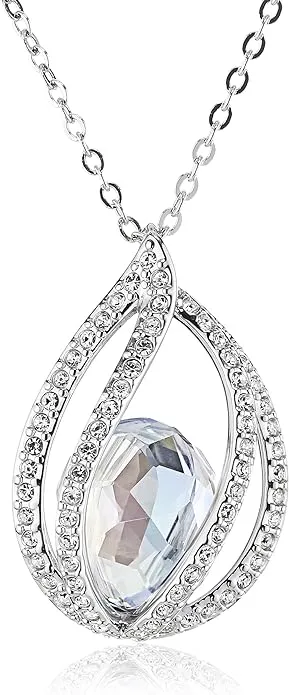 Swarovski Rhodium-Plated Pendant: Crystal Moonlight, Clear Pavé, 14 7/8" Chain