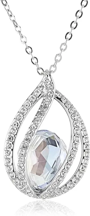 Swarovski Rhodium-Plated Pendant: Crystal Moonlight, Clear Pavé, 14 7/8" Chain