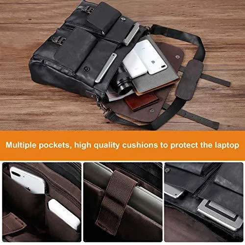 SYFashion™ Vintage Leather 15.6" Laptop Crossbody Messenger Briefcase Bag