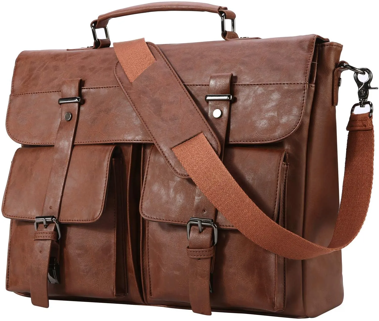 SYFashion™ Vintage Leather 15.6" Laptop Crossbody Messenger Briefcase Bag