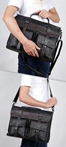 SYFashion™ Vintage Leather 15.6" Laptop Crossbody Messenger Briefcase Bag