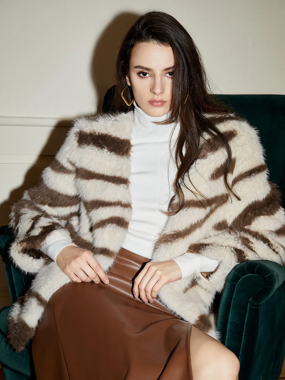 Tiger Print Graceful Fleece Fuzzy Coat