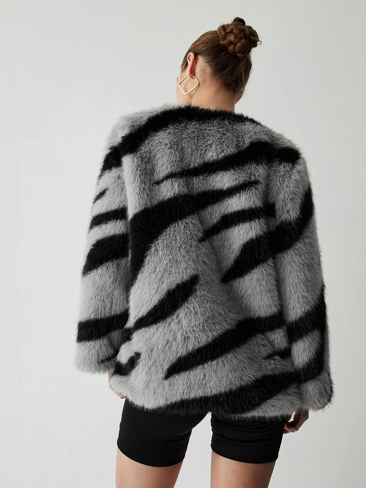Tiger Print Graceful Fleece Fuzzy Coat