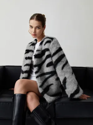Tiger Print Graceful Fleece Fuzzy Coat