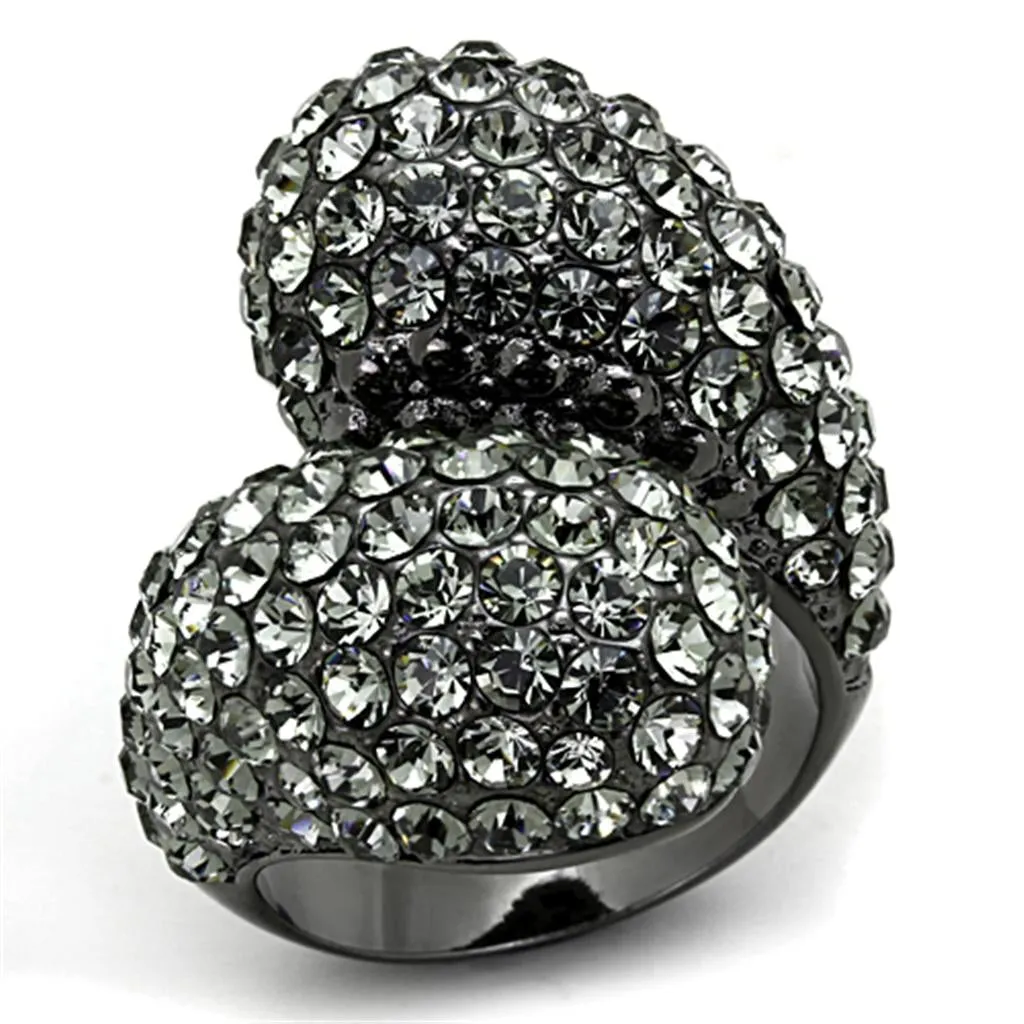 TIN Cobalt Black Brass Ring with Top Grade Crystal in Black Diamond for Women Style LO3172