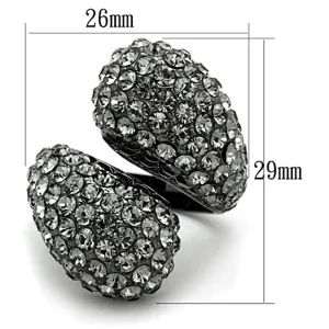TIN Cobalt Black Brass Ring with Top Grade Crystal in Black Diamond for Women Style LO3172