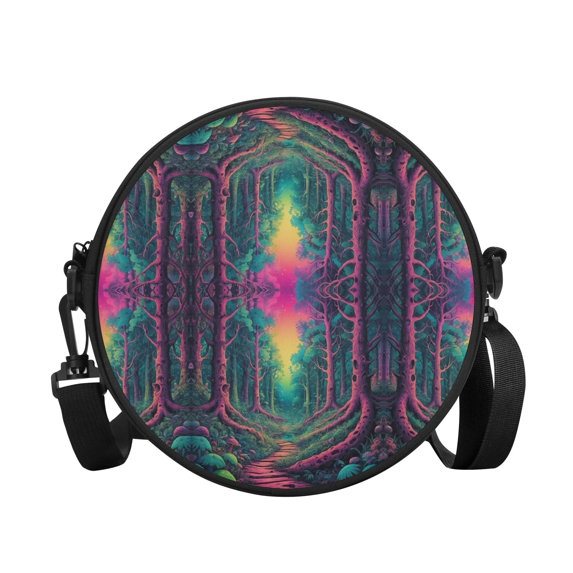 Trippy Forest Round Satchel Bag