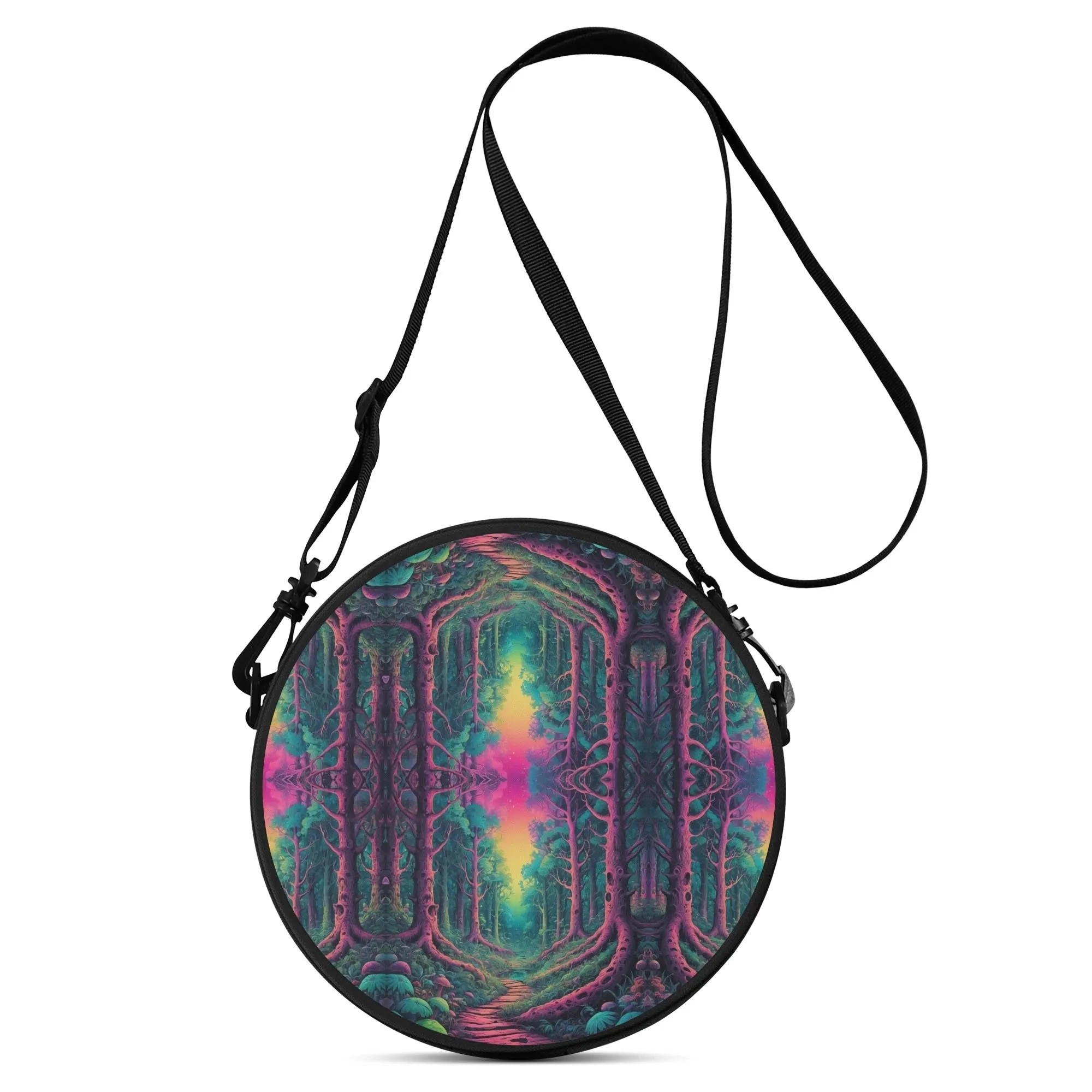 Trippy Forest Round Satchel Bag