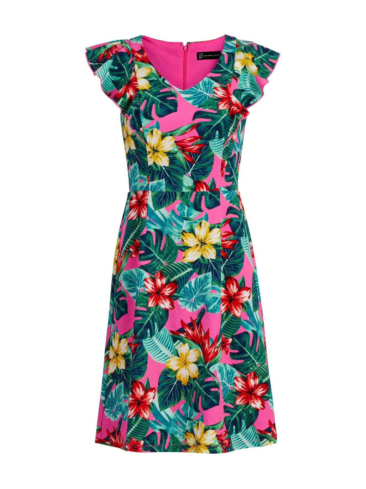 Tropical-Print Fit & Flare Dress