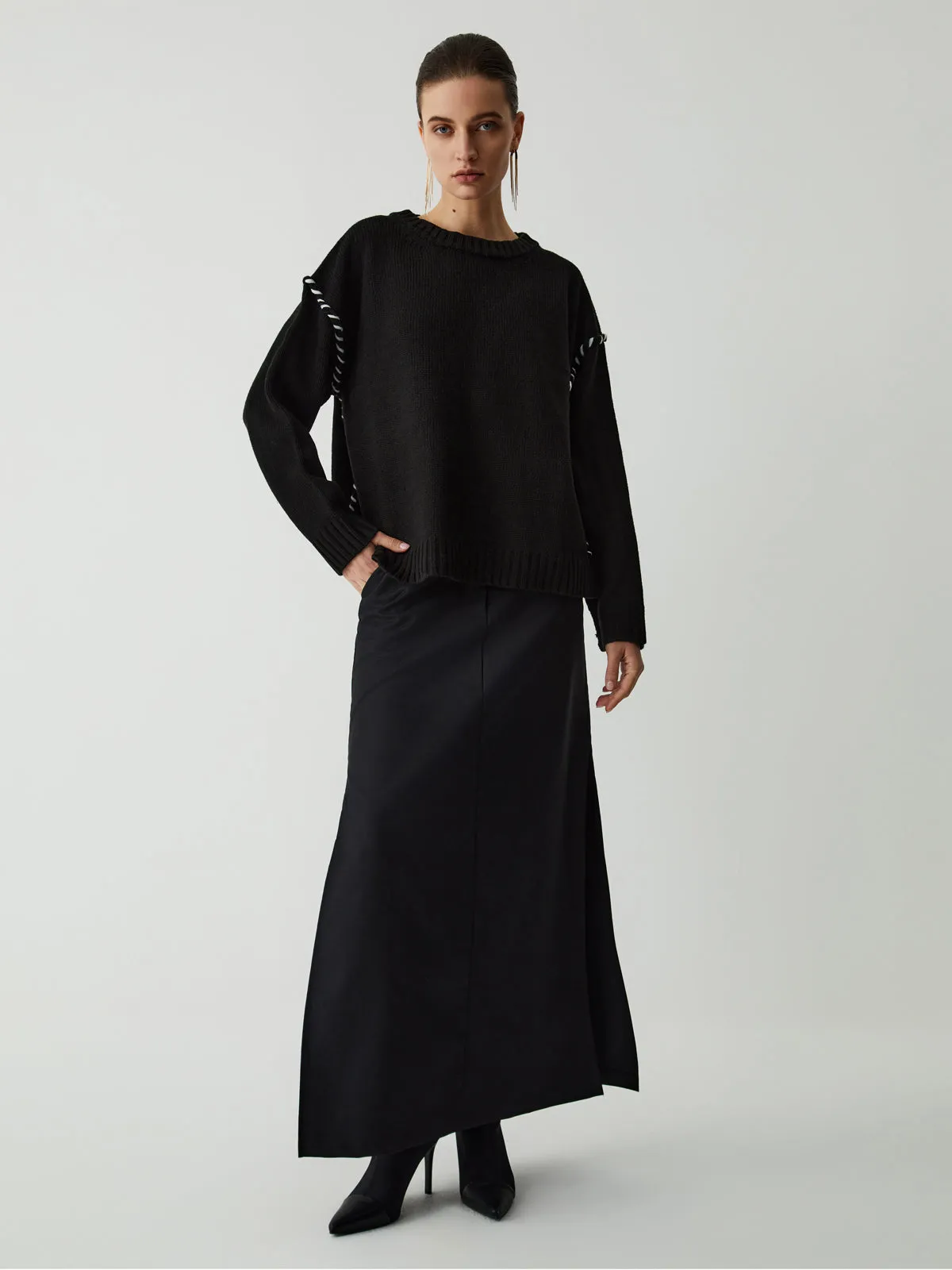 Two Tone Graceful Stitches Sweater