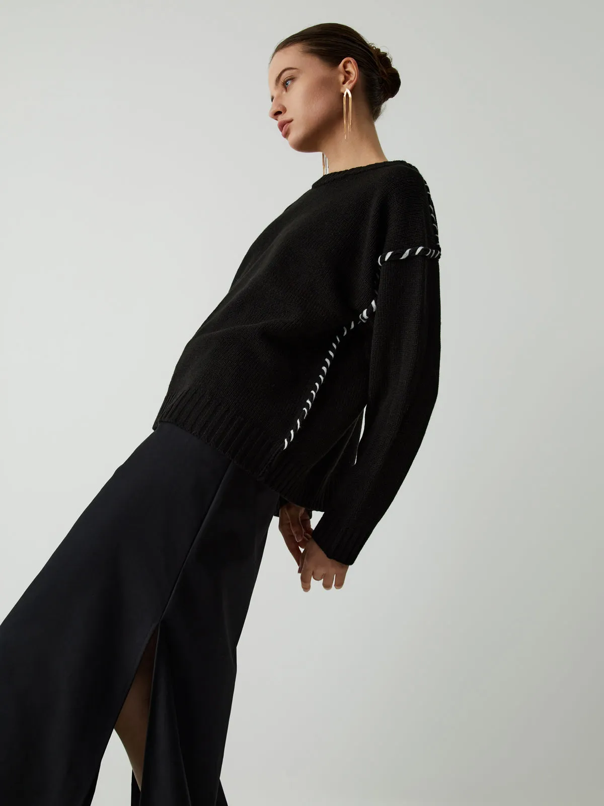 Two Tone Graceful Stitches Sweater