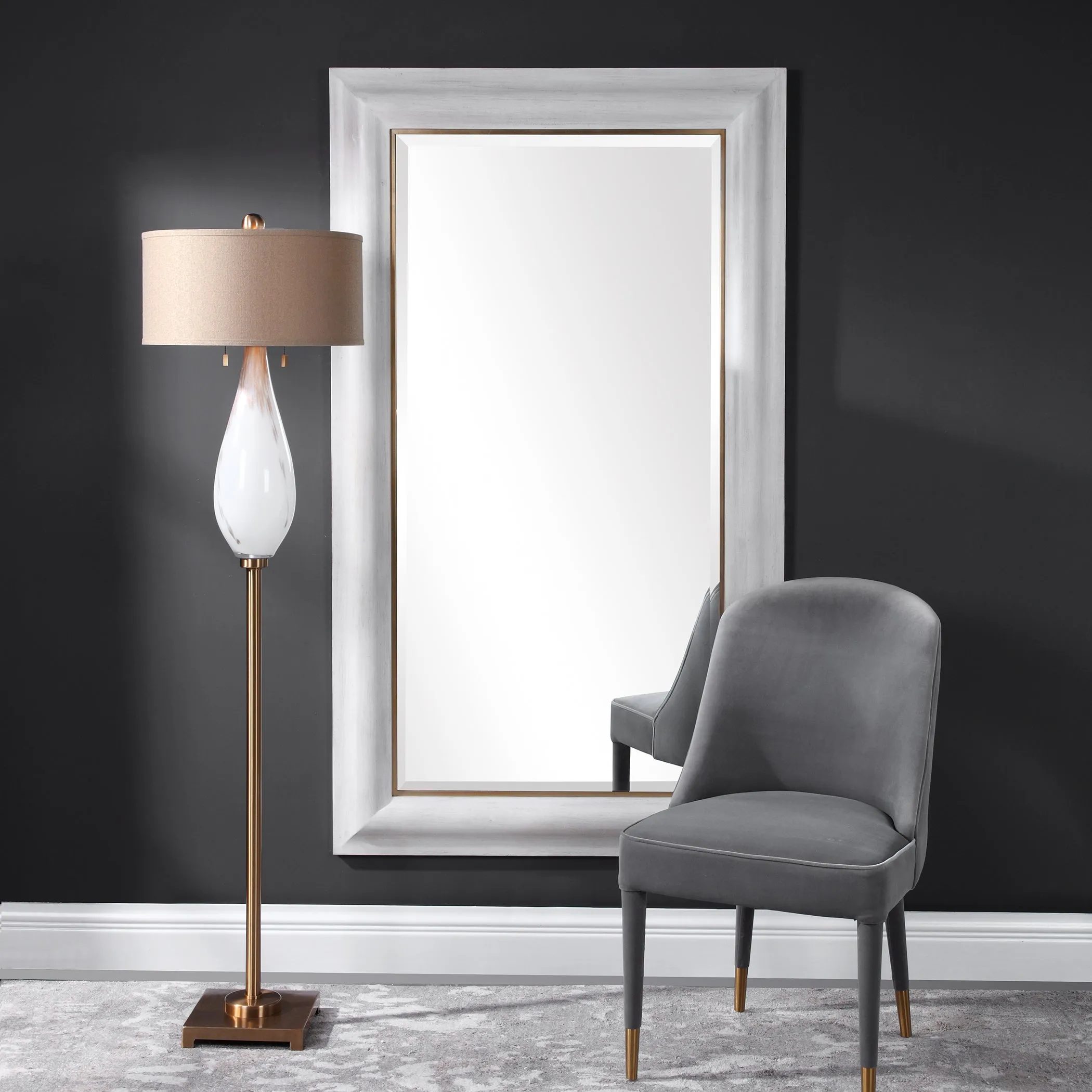 Uttermost Piper Large White Mirror