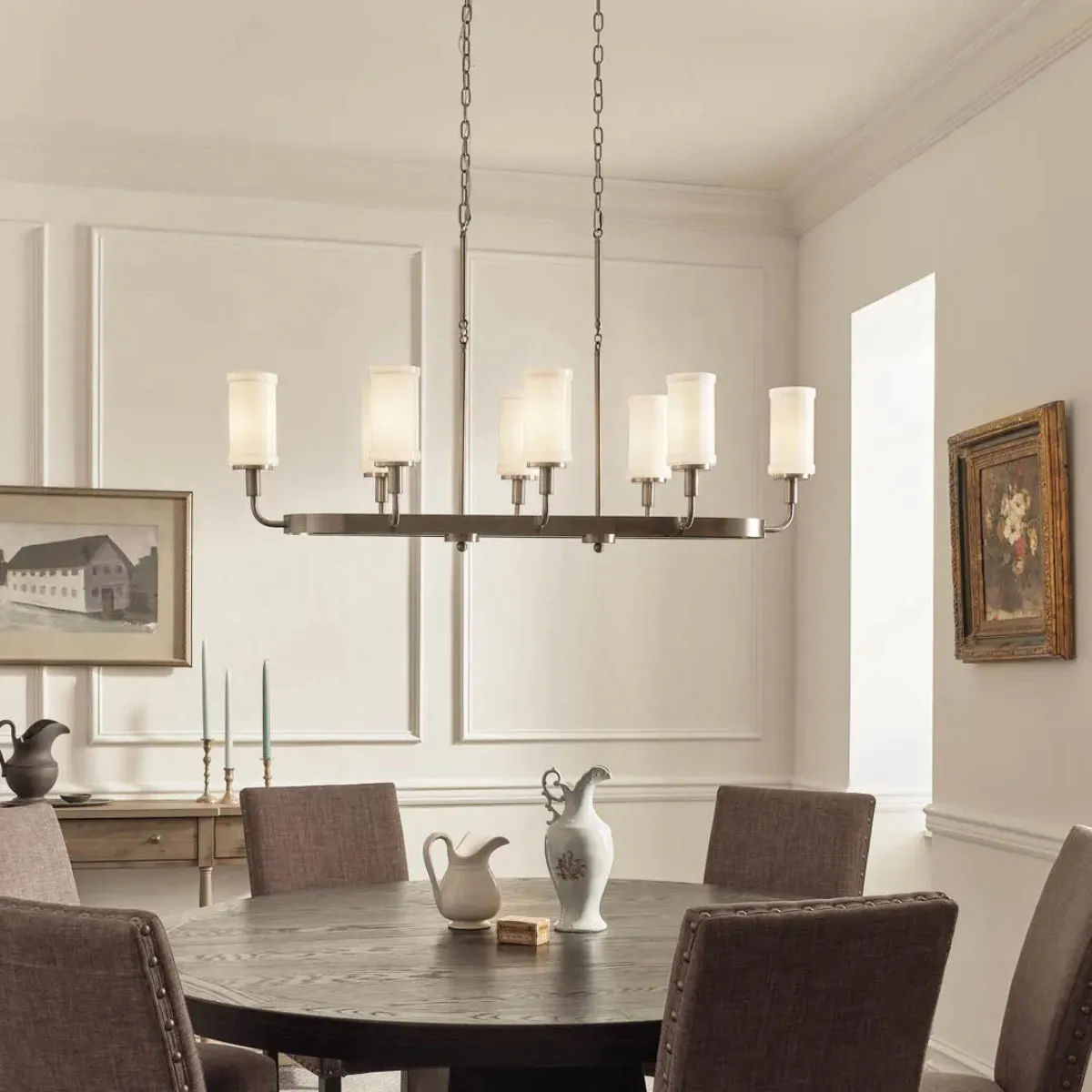 Vetivene 47" 8-Light Linear Chandelier, Classic Pewter Finish