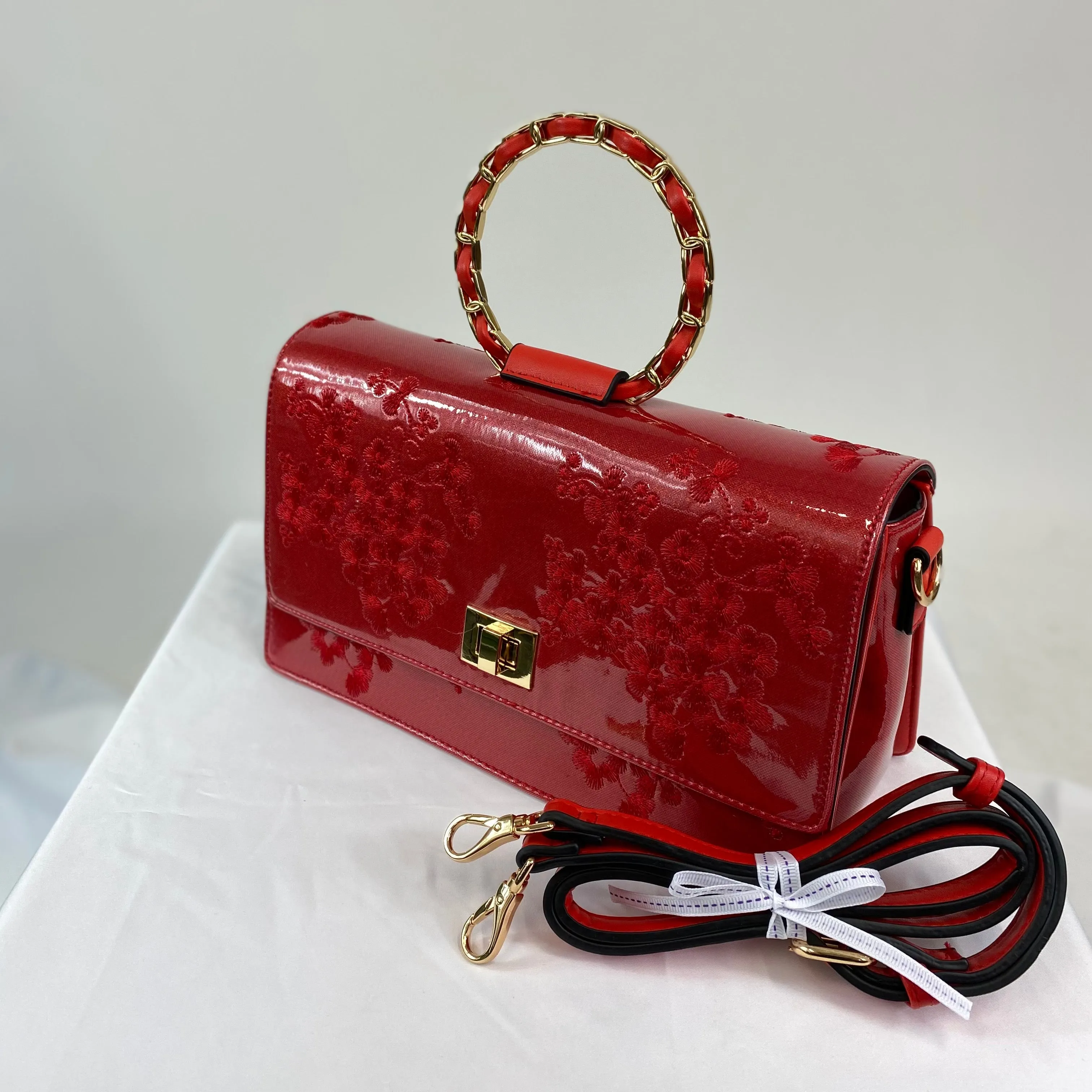 Vintage Inspired Elegant Evie Handbag In Poppy Red