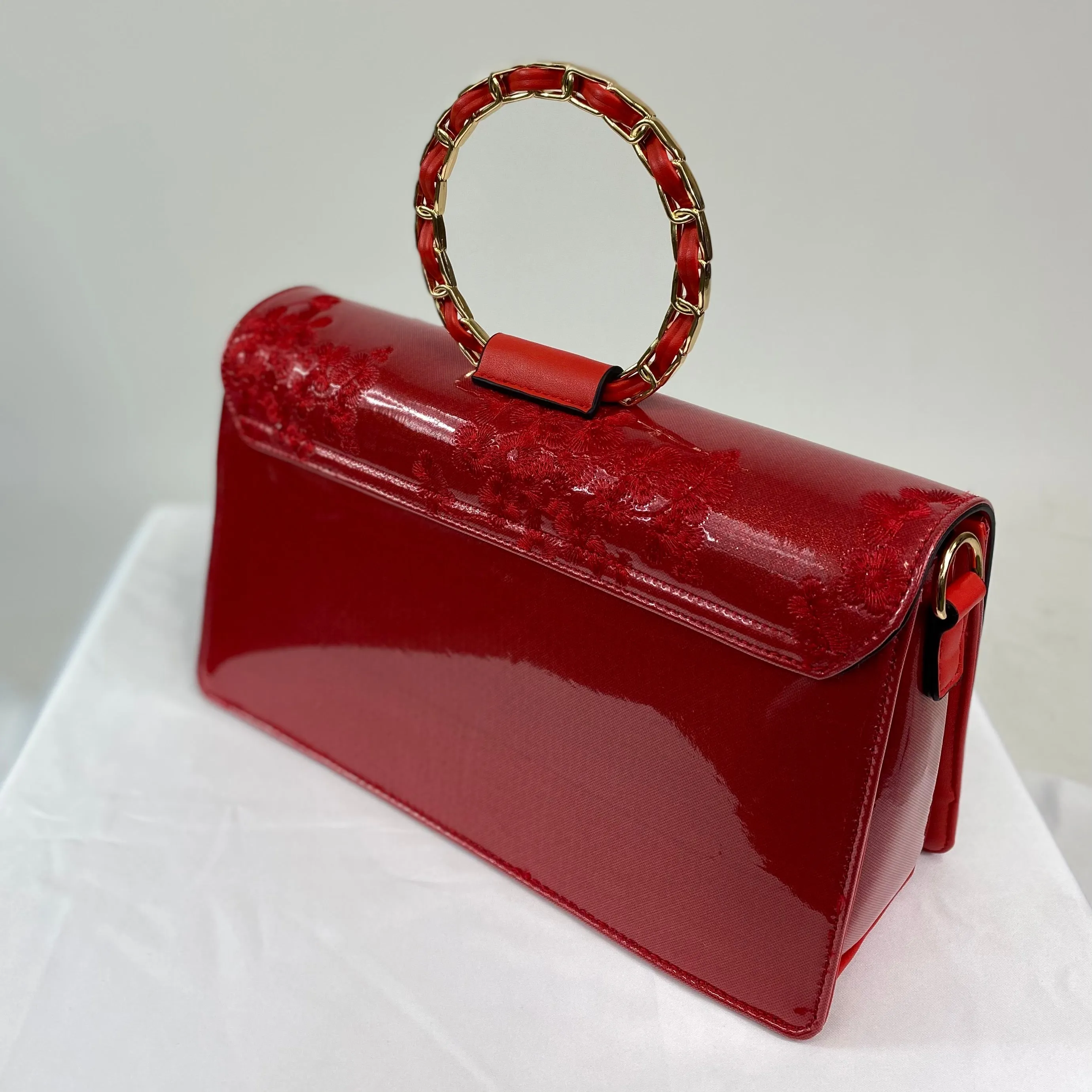 Vintage Inspired Elegant Evie Handbag In Poppy Red