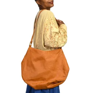 Vintage Kleinberg Sherrill Oversized Shoulder Bag Crossbody Canvas Curved Orange