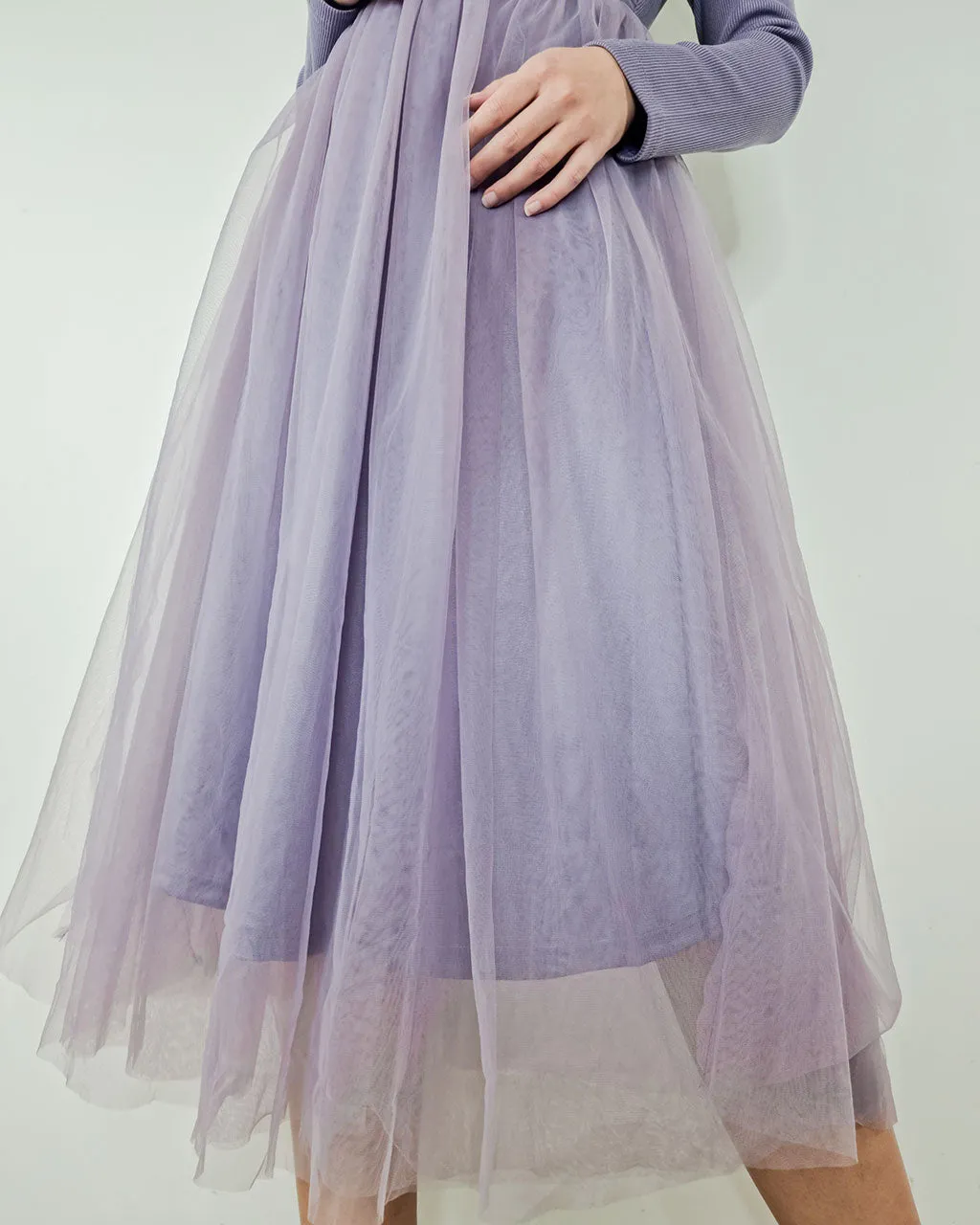 Violet Long Sleeve Cocktail Tulle Dress - Purple Bridesmaid Dress