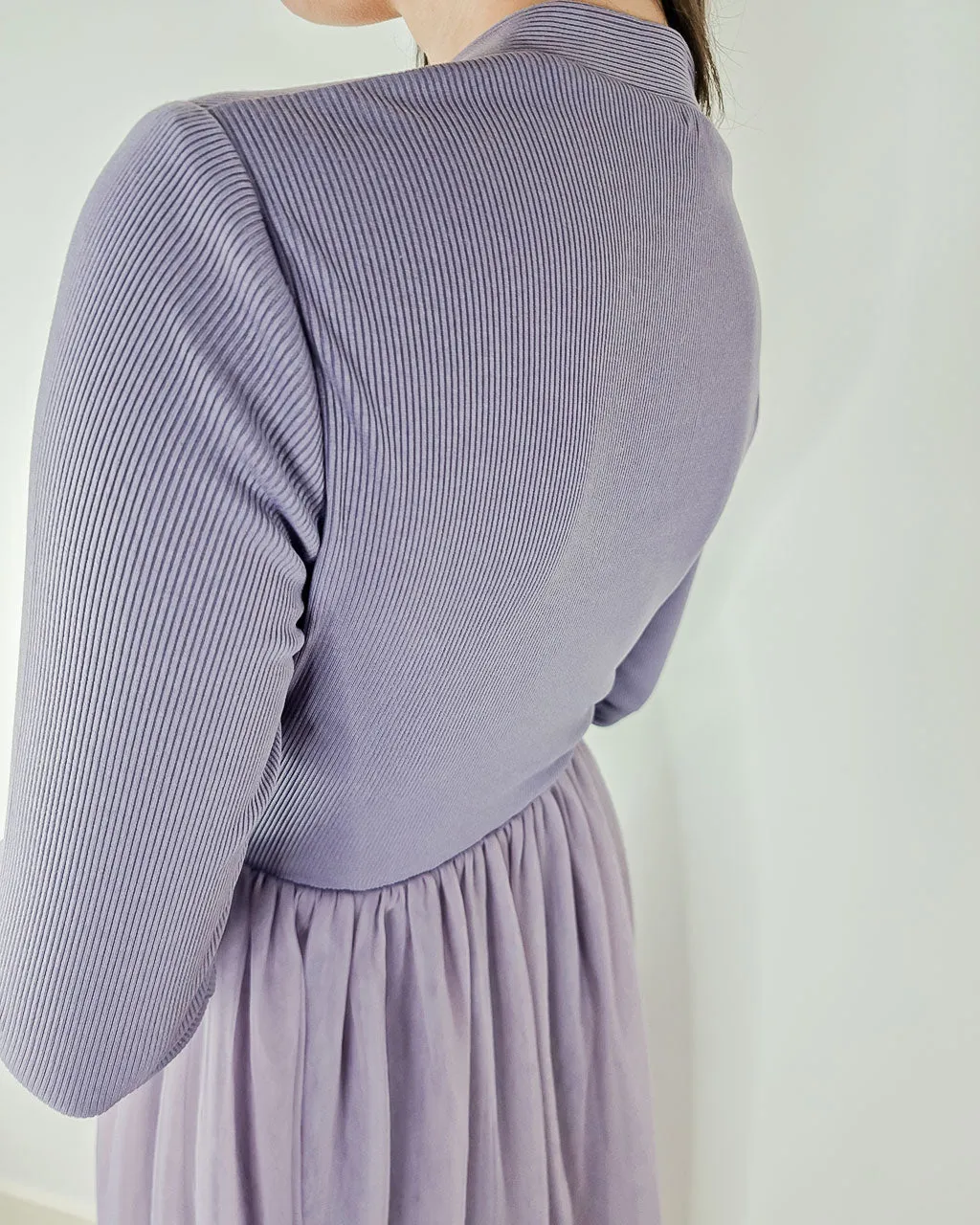 Violet Long Sleeve Cocktail Tulle Dress - Purple Bridesmaid Dress