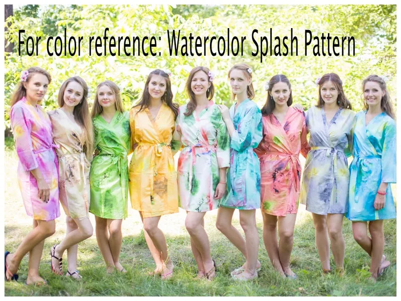 White Coral Charming Collars Style Caftan in Watercolor Splash Pattern