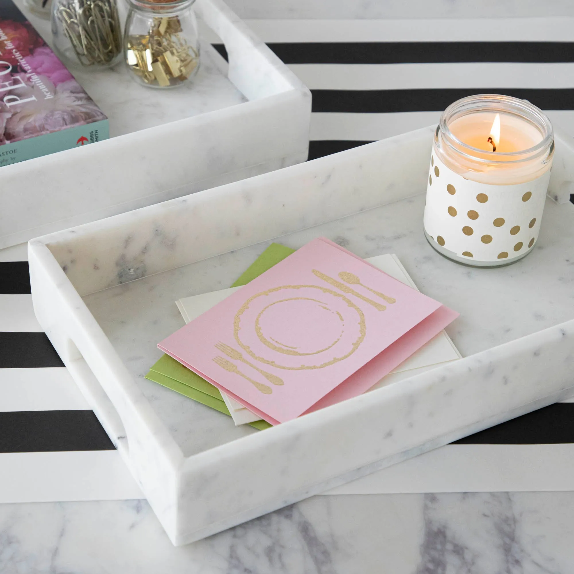 White Marble Rectangular Tray